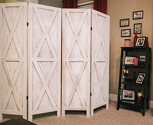 Premium Home Room Divider: Room dividers and Folding Privacy Screens, Privacy Screen, Partition Wall dividers for Rooms, Room Separator, Temporary Wall, Folding Screen, Rustic Barnwood (White X)