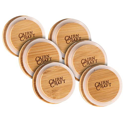 Cairn Craft CairnCaps Bamboo Whiskey Glass Lids - Set of 6 Caps for Whisky Tasting Glassware