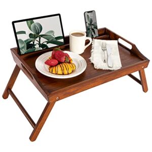 rossie home bamboo bed tray, lap desk with phone holder - fits up to 17.3 inch laptops and most tablets - espresso - style no. 78112