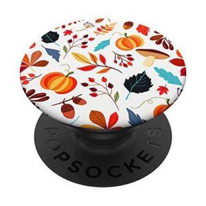 fall autumn pumpkin leaves pattern for thanksgiving popsockets popgrip: swappable grip for phones & tablets