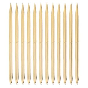 Juvale 12 Pack Gold Ballpoint Pens for Business Students and Teachers, Office Supplies, New Employee Welcome Gift (6.4 In)