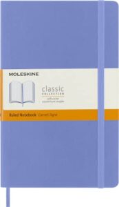 moleskine classic notebook, soft cover, large (5" x 8.25") ruled/lined, hydrangea blue, 192 pages