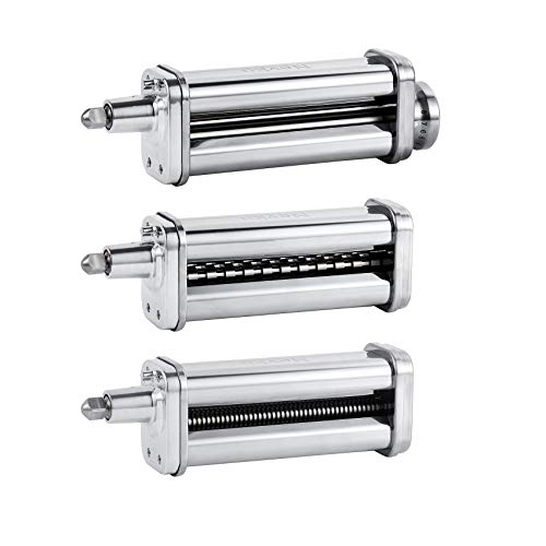 Pasta Maker Attachments Set for all KitchenAid Stand Mixer, including Pasta Sheet Roller, Spaghetti Cutter, Fettuccine Cutter by Nevku