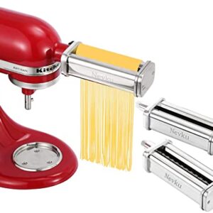 Pasta Maker Attachments Set for all KitchenAid Stand Mixer, including Pasta Sheet Roller, Spaghetti Cutter, Fettuccine Cutter by Nevku