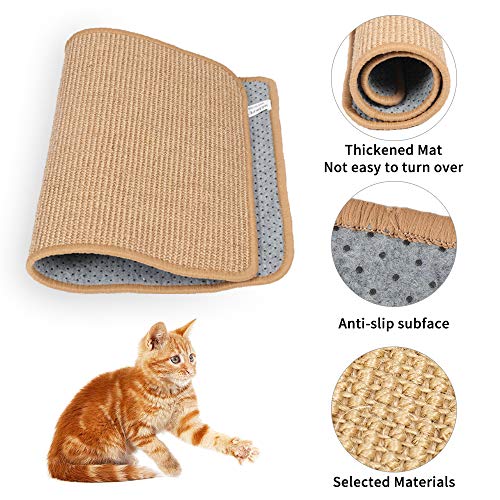 M&MKPET Natural Sisal Cat Scratcher Mat Horizontal Cat Floor Scratching Pad Rug Scratch Pad for Cat Grinding Claws & Protecting Furniture (25.6" 15.7")