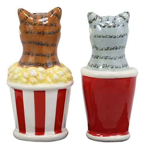 Ebros Funky Cats With Cinema 3D Glasses Sitting In Soda Pop Cup And Popcorn Tub At The Movies Salt And Pepper Shakers Set Ceramic Figurines Party Kitchen Tabletop Cat Decor Collectible