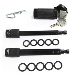 maxxhaul 50151 trailer hitch lock pin set 5/8 and 1/2 inch with locking system anti-rattle for 1-1/4" and 2" class i,ii,iii,iv,v hitches - black finish