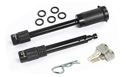 MAXXHAUL 50151 Trailer Hitch Lock Pin Set 5/8 and 1/2 Inch with Locking System Anti-Rattle for 1-1/4" and 2" Class I,II,III,IV,V Hitches - Black Finish