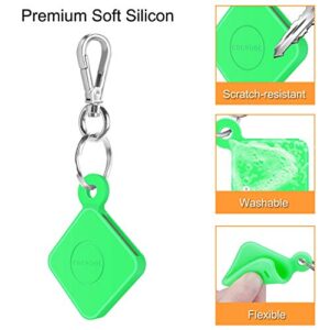 [4 Pack] Fintie Silicone Case with Carabiner Keychain for Tile Pro (2020 & 2018), Anti-Scratch Lightweight Soft Protective Sleeve Skin Cover, Black+Green Glow