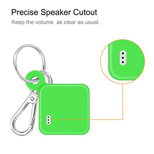 [4 Pack] Fintie Silicone Case with Carabiner Keychain for Tile Pro (2020 & 2018), Anti-Scratch Lightweight Soft Protective Sleeve Skin Cover, Black+Green Glow