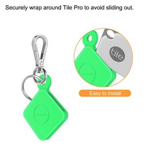 [4 Pack] Fintie Silicone Case with Carabiner Keychain for Tile Pro (2020 & 2018), Anti-Scratch Lightweight Soft Protective Sleeve Skin Cover, Black+Green Glow