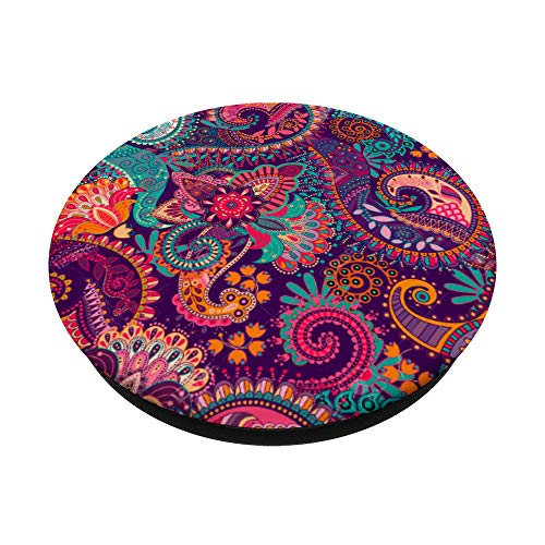Colorful Paisley Print Pattern Pink Purple Blue Phone Stand PopSockets PopGrip: Swappable Grip for Phones & Tablets