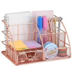 rose gold desk organizer,mesh pen holder and pencil holder, small cute office supply and gift for women