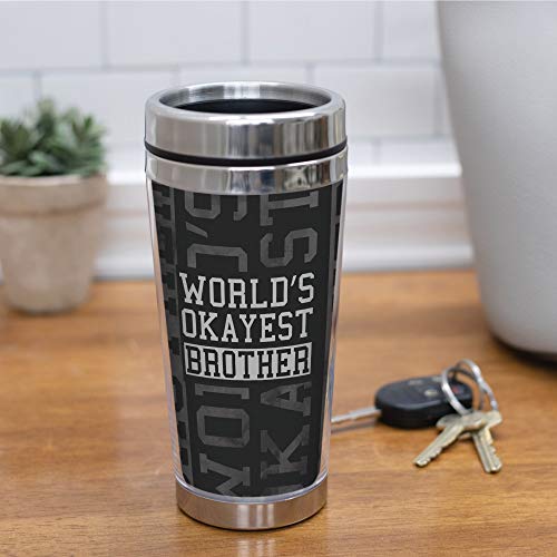 World's Okayest Brother Stainless Steel 16 oz Travel Mug with Lid