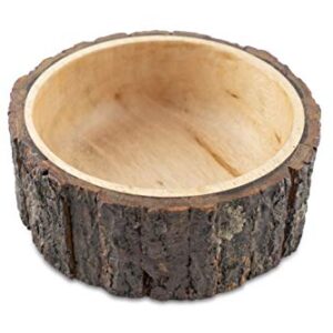 GoCraft Wood Potpourri Bowl with Tree Bark, Small, 6" Diameter x 3" Height, Wooden Decorative Bowl