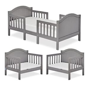 dream on me portland 3 in 1 convertible toddler bed in steel grey, greenguard gold certified, jpma certified, low to floor design, non-toxic finish, pinewood