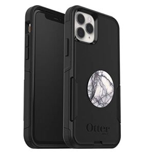 otterbox bundle: commuter series case for iphone 11 pro - (black) + popsockets popgrip - (white marble)