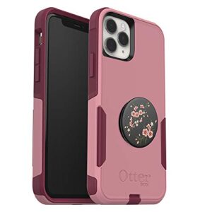 otterbox bundle commuter series case for iphone 11 pro - (cupids way) + popsockets popgrip - (blossom flair) pink