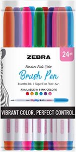 zebra pen funwari brush pen, assorted colors, 24-pack
