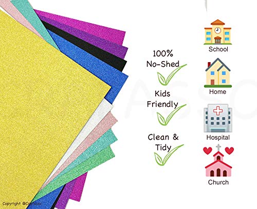 Crafasso No-Shed Shimmer Glitter cardstock, 12" x 12" 300GMS, 15 Sheets, Silver