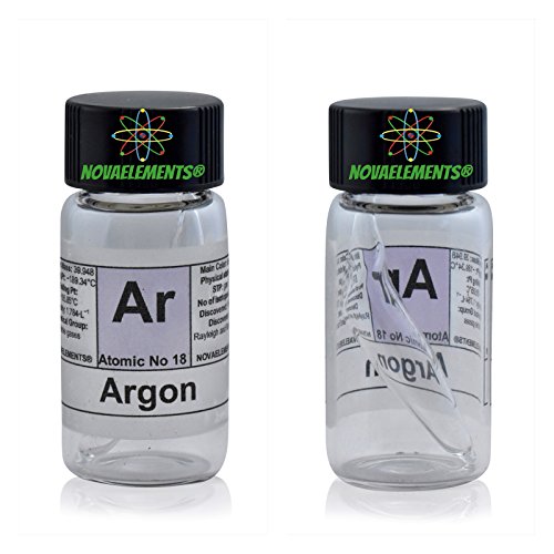 Argon Gas Element 18 Ar, Sample 99.9% in Mini ampoule and Glass ampoule with Label