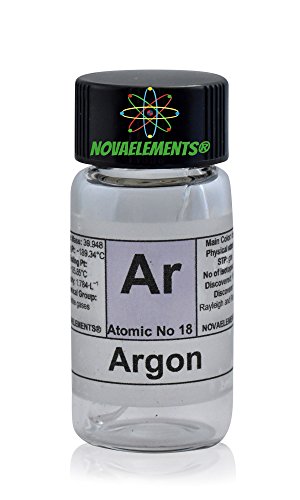 Argon Gas Element 18 Ar, Sample 99.9% in Mini ampoule and Glass ampoule with Label