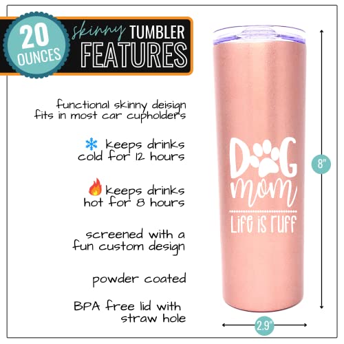 Dog Mom Tumbler - Dog Lovers Gifts for Women - Dog Mom Insulated Cup, Coffee Mug - Great Dogs Themed Gifts for Christmas, Birthday, Best Cups and Mugs for New Dog Mom, Things for Dog Lovers