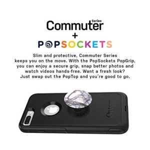 OtterBox COMMUTER SERIES Case for iPhone 8 PLUS & iPhone 7 PLUS (ONLY) – (BLACK) + PopSockets PopGrip – (DOVE WHITE MARBLE)