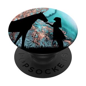 horse girl - teal rose watercolor popsockets swappable popgrip