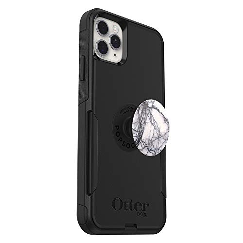 OtterBox Bundle: COMMUTER SERIES Case for iPhone 11 Pro Max - (BLACK) + PopSockets PopGrip - (WHITE MARBLE)