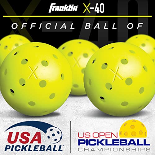 Franklin Sports Pickleball Paddle and Ball Set - (2) Fiberglass Pickleball Rackets + (4) X-40 Pickleballs - USA Pickleball (USAPA) Approved, Red/Yellow