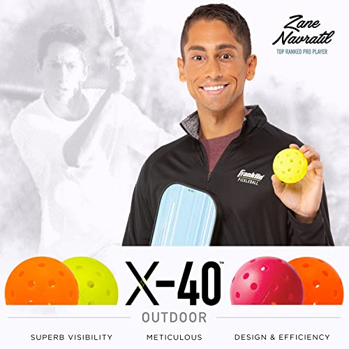 Franklin Sports Pickleball Paddle and Ball Set - (2) Fiberglass Pickleball Rackets + (4) X-40 Pickleballs - USA Pickleball (USAPA) Approved, Red/Yellow