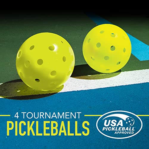 Franklin Sports Pickleball Paddle and Ball Set - (2) Fiberglass Pickleball Rackets + (4) X-40 Pickleballs - USA Pickleball (USAPA) Approved, Red/Yellow