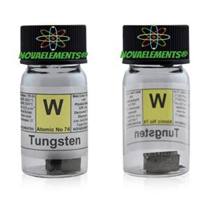 tungsten element 74 w, pure sample 5 grams 99.99% in glass vial with label