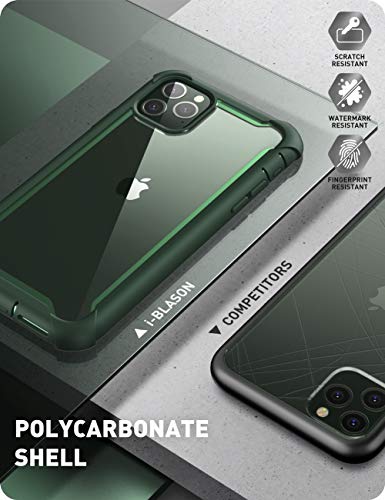 i-Blason Ares Case for iPhone 11 Pro Max 2019 Release, Dual Layer Rugged Clear Bumper Case with Built-in Screen Protector (Green)