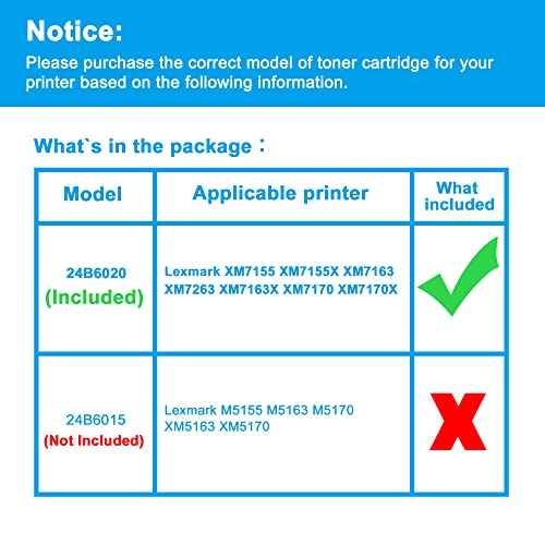 LCL Compatible Toner Cartridge Replacement for Lexmark 24B6020 35000 Pages XM7155 XM7155X XM7163 XM7163X XM7170 XM7170X (1-Pack Black)