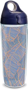 tervis navy banana palms made in usa double walled insulated tumbler travel cup keeps drinks cold & hot, 24oz water bottle, clear