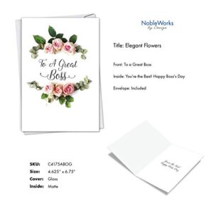 The Best Card Company - 1 Big Card for Boss (8.5 x 11 Inch) - Boss's Day Thanks & Gratitude Notecard, Management and Leader Card - Elegant Flowers Boss's Day C4175ABOG