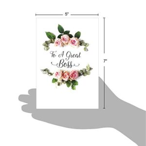 The Best Card Company - 1 Big Card for Boss (8.5 x 11 Inch) - Boss's Day Thanks & Gratitude Notecard, Management and Leader Card - Elegant Flowers Boss's Day C4175ABOG