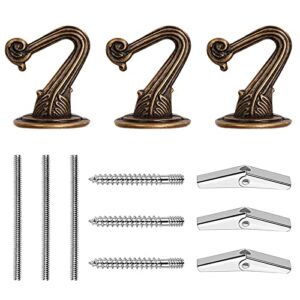 seisso 3 sets ceiling hooks - heavy duty metal swag hook with hardware and toggle wings for hanging plants ceiling installation cavity wall fixing brass