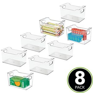 mDesign Deep Plastic Office Storage Bins with Handles for Organization in Filing Cabinet, Closet, or Desk Drawers, Organizer for Notes, Pens, Pencils, and Staples - Ligne Collection - 8 Pack - Clear