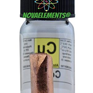 Metallic Copper Element 29 Cu, Cylinder> 8 Grams 99.99% in Glass Vial with Label