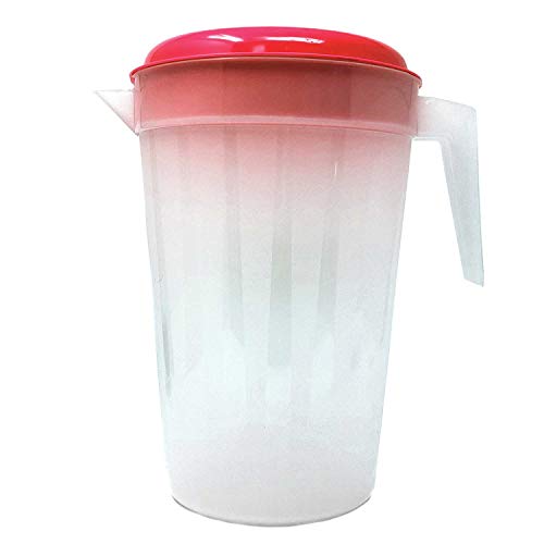 2 Pack 1 Gallon/4.5 Liter Round Clear Plastic Pitcher With Lid & Handle For Water Iced Tea Beverages