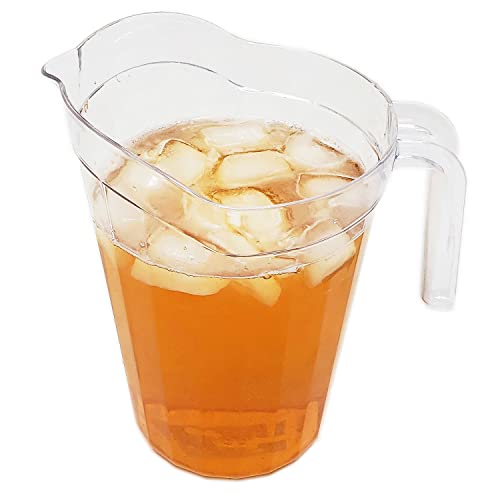 2 Pack 1 Gallon/4.5 Liter Round Clear Plastic Pitcher With Lid & Handle For Water Iced Tea Beverages