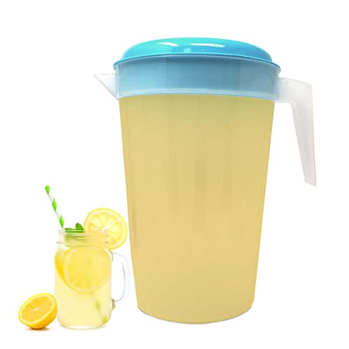 2 Pack 1 Gallon/4.5 Liter Round Clear Plastic Pitcher With Lid & Handle For Water Iced Tea Beverages