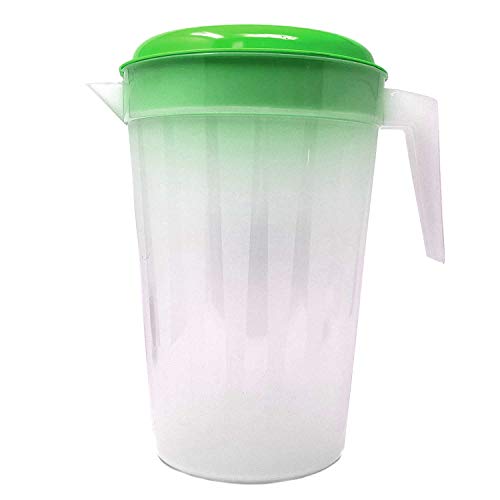 2 Pack 1 Gallon/4.5 Liter Round Clear Plastic Pitcher With Lid & Handle For Water Iced Tea Beverages