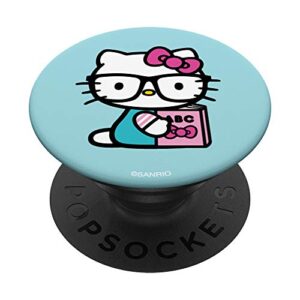 hello kitty nerd glasses reading book popsockets popgrip: swappable grip for phones & tablets
