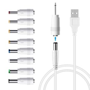 lanmu usb to dc power cable,universal 5v dc jack charging cable power cord with 9 interchangeable plugs connectors adapter compatible with massage wand,router,speaker and more devices