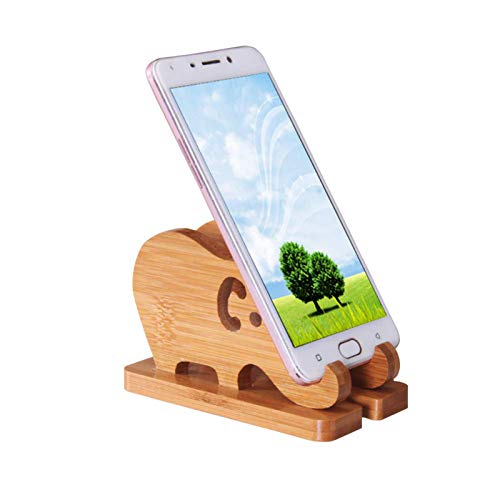 Cell Phone Stand, Phone Dock : Cradle, Holder, Compatible with Switch, All Android Smartphone, Phone 11 Pro Xs Max Xr X 8 7 6 6s Plus 5 5s 5c, Bamboo Desk Organizer Accessories (Elephant Phone Stand)