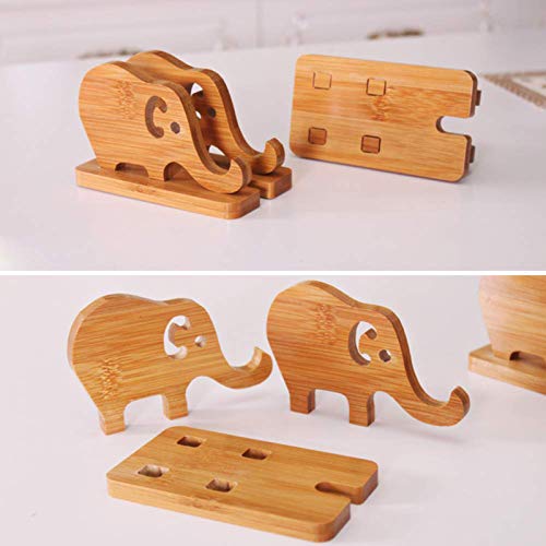 Cell Phone Stand, Phone Dock : Cradle, Holder, Compatible with Switch, All Android Smartphone, Phone 11 Pro Xs Max Xr X 8 7 6 6s Plus 5 5s 5c, Bamboo Desk Organizer Accessories (Elephant Phone Stand)